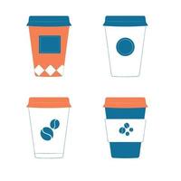 un juego de tazas de café de papel retro. vector