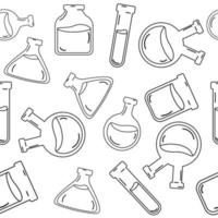 Seamless line style lab flask pattern. Vector illustration