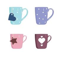Set Cup, mug with patterns vector