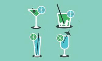 Retro cocktail set. Bar. Drink set. Summer and cool. Party vector