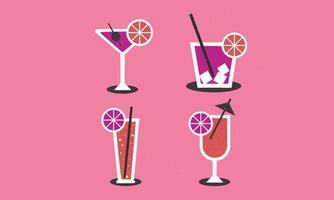 A set of retro cocktails. A set of drinks. vector