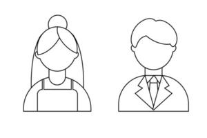 Bride and groom isolated in line style. Vector illustration on white background.