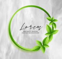 green leaves with round frame place for text isolated on watercolor background