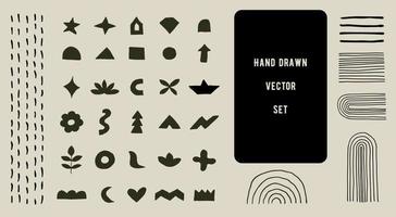 Big set of hand drawn various shapes and doodle objects. Abstract contemporary modern trendy vector illustration. All elements are isolated