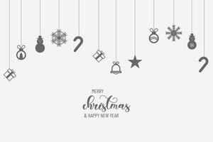 navidad y año nuevo tipográfico sobre fondo blanco con paisaje invernal fondo horizontal de año nuevo, encabezados, carteles, tarjetas, sitio web. ilustración vectorial vector