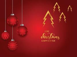 Red Christmas and New Year Typographical on white background with winter landscape Horizontal new year background, headers, posters, cards, website.Vector illustration vector