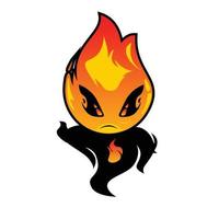Cute Cheerful Fire Monster Cartoon Character Illustration vector