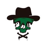 illustration of green skull cowboy vector