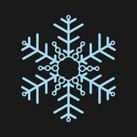 Snowflake silhouette with six rays on dark grey background. Winter Vector graphic in dark theme. For cold design web or print.