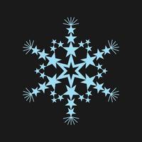 Snowflake silhouette with 6 rays on dark grey background. Winter Vector graphic in dark theme. For cold design web or print.