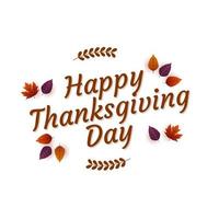 Hand drawn Happy Thanksgiving Day typography poster with leaf autumn element vector