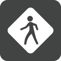 Pedestrian Sign Glyph Round Background Icon vector