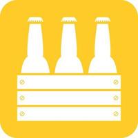 Beer Bottles Glyph Round Background Icon vector