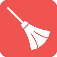 Sweeping Broom Glyph Round Background Icon vector