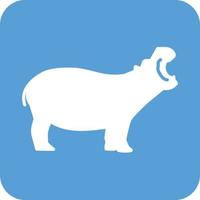 Hippo Glyph Round Background Icon vector
