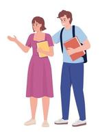 Students with textbooks semi flat color vector characters. Friends in college. Editable figures. Full body people on white. Simple cartoon style illustration for web graphic design and animation