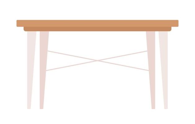 Empty desk semi flat color vector object. Table at workplace. Editable element. Full sized item on white. Furniture simple cartoon style illustration for web graphic design and animation