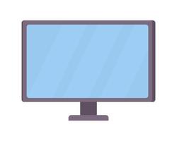 monitor de pc objeto vectorial de color semiplano. pantalla en blanco de la computadora. elemento editable. artículo de tamaño completo en blanco. ilustración de estilo de dibujos animados simple de tecnología para diseño gráfico web y animación vector