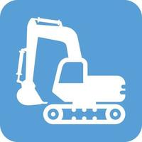 Excavator Glyph Round Background Icon vector