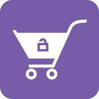 Unlock Cart Glyph Round Background Icon vector