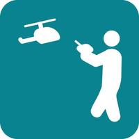Playing with Helicopter Glyph Round Background Icon vector