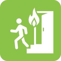 Running from Fire Glyph Round Background Icon vector