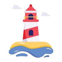 Icon design of a lighthouse in flat style vector