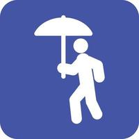 Walking in Rain Glyph Round Background Icon vector