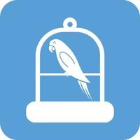 Bird in Cage Glyph Round Background Icon vector