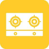 Cooking Stove Glyph Round Background Icon vector