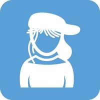 Girl in Cap Glyph Round Background Icon vector