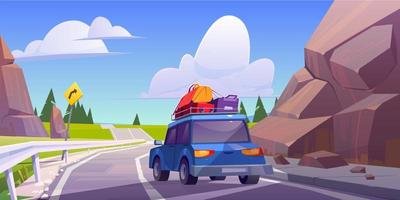 Road trip by car at summer vacation, holidays vector