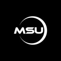 MSU letter logo design in illustration. Vector logo, calligraphy designs for logo, Poster, Invitation, etc.