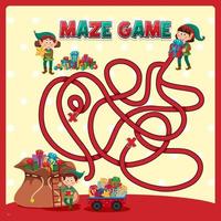 Maze game template in Christmas theme for kids vector