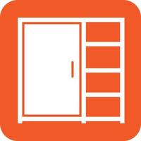 Cupboard with Shelves Glyph Round Background Icon vector