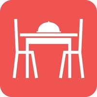 Dining Table I Glyph Round Background Icon vector