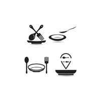 Spoon and plate icon Logo template vector