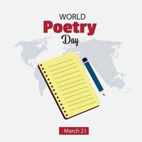 día mundial de la poesía, 21 de marzo. ilustración vectorial. diseño simple y elegante vector