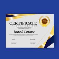 Vector illustration certificate gold blue geometric