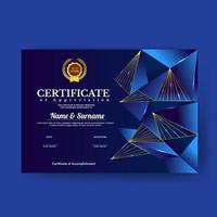 plantilla de ilustración de vector de premio de certificado abstracto geométrico azul