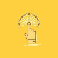 reach. Touch. destination. digital. analytic Flat Line Filled Icon. Beautiful Logo button over yellow background for UI and UX. website or mobile application vector