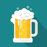 cerveza vectorial con sombra larga, icono de cerveza lager, vaso con cerveza aislado en el fondo vector