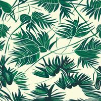 ilustración de vector de selva con patrón de hojas tropicales. impresión de verano de moda. exótico patrón sin costuras. hojas tropicales turquesas y verdes. fondo de pantalla de la jungla exótica.