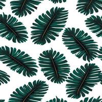 Jungle vector illustration with tropical leaves patern. Trendy summer print. Exotic seamless pattern. turquoise and green tropical leaves. Exotic jungle wallpaper.