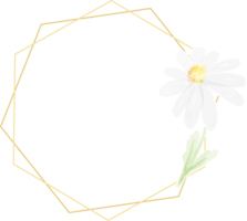 vattenfärg vit daisy gyllene ram png
