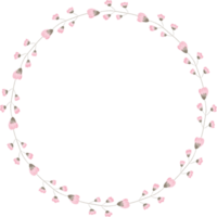 corona de flores rosas acuarela para boda o día de san valentín png