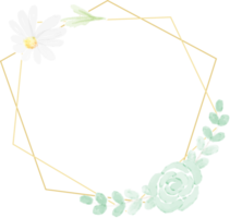 watercolor white daisy golden frame png