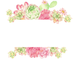 watercolor cactus and succulent bouquet arrangement banner background with copy space for text png