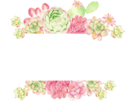 acquerello cactus e succulente bouquet disposizione banner sfondo con copia spazio per testo png