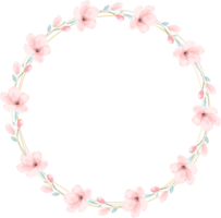 watercolor cherry blossom golden wreath png